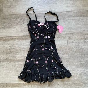 Corset Floral Black Dress